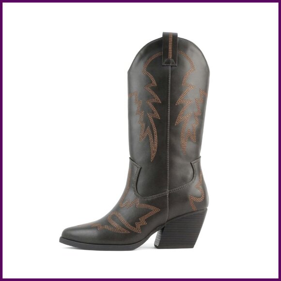 Women's Knee-High Western Boots Pointed Toe Low Heel Size 6.5-11